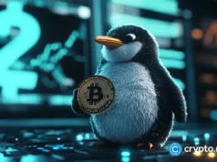 PENGU price bucks Christmas lull as it appears on the Las Vegas sphere