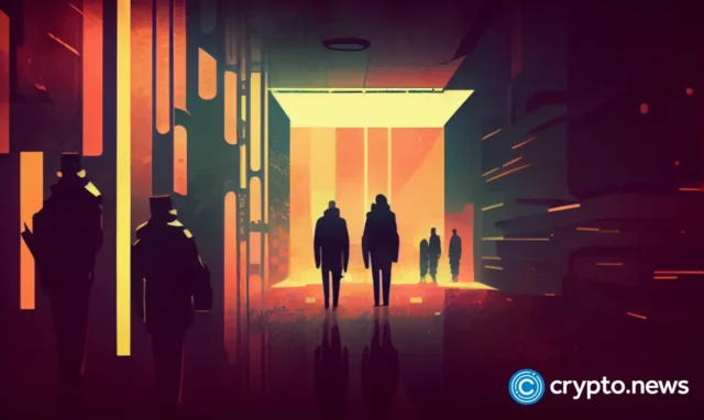 crypto-news-layoffs-blurry-background-dark-tones-sixties-retro-futuristic-illustration.webp